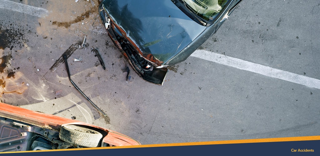 overhead shot of a car accident